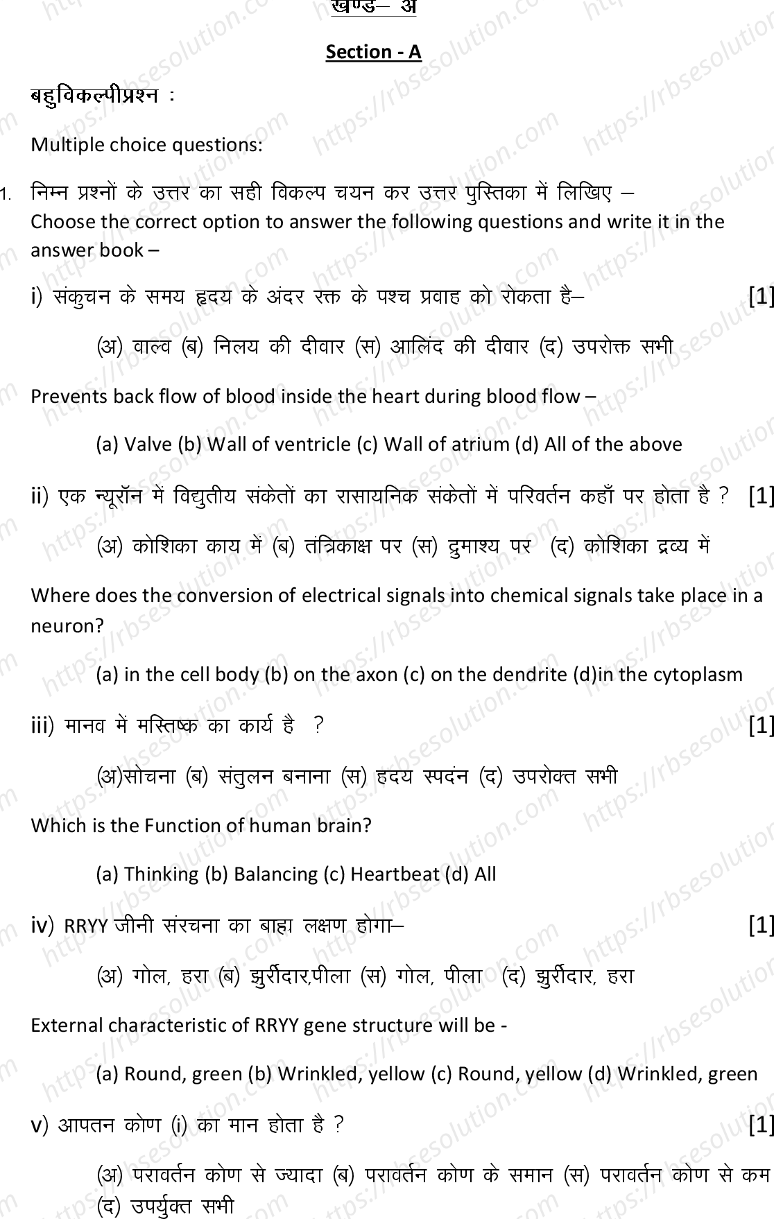 RBSE Class 10th 2024 Science Sample Papers 3