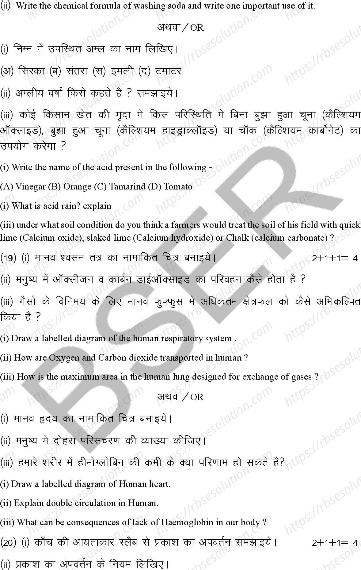 RBSE Class 10th 2026 Science Sample Papers 13