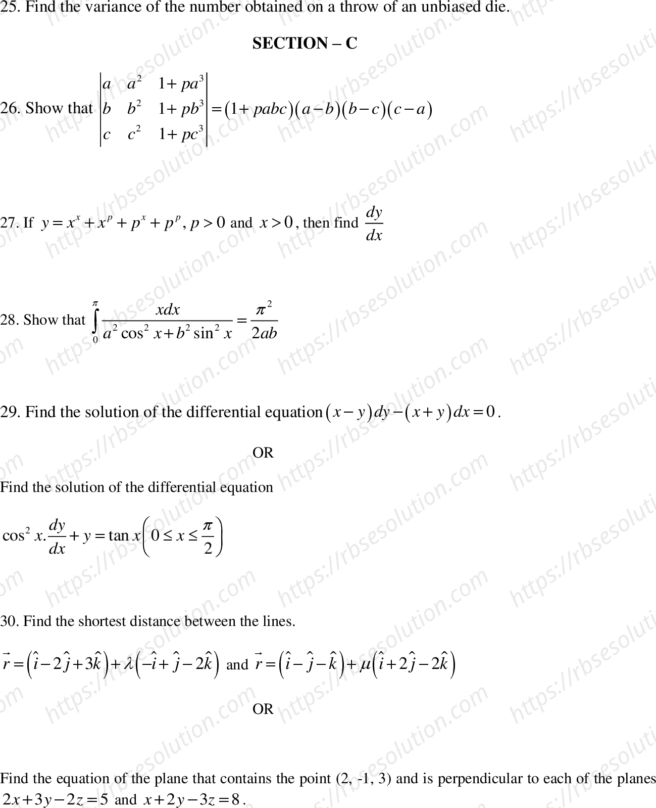 RBSE Class 12th 2020 Mathematics Model Papers Sample Papers 4
