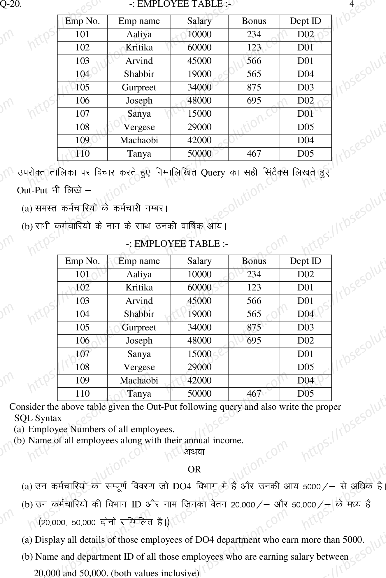 RBSE Class 12th 2022 Computer Science Model Papers Sample Papers 7
