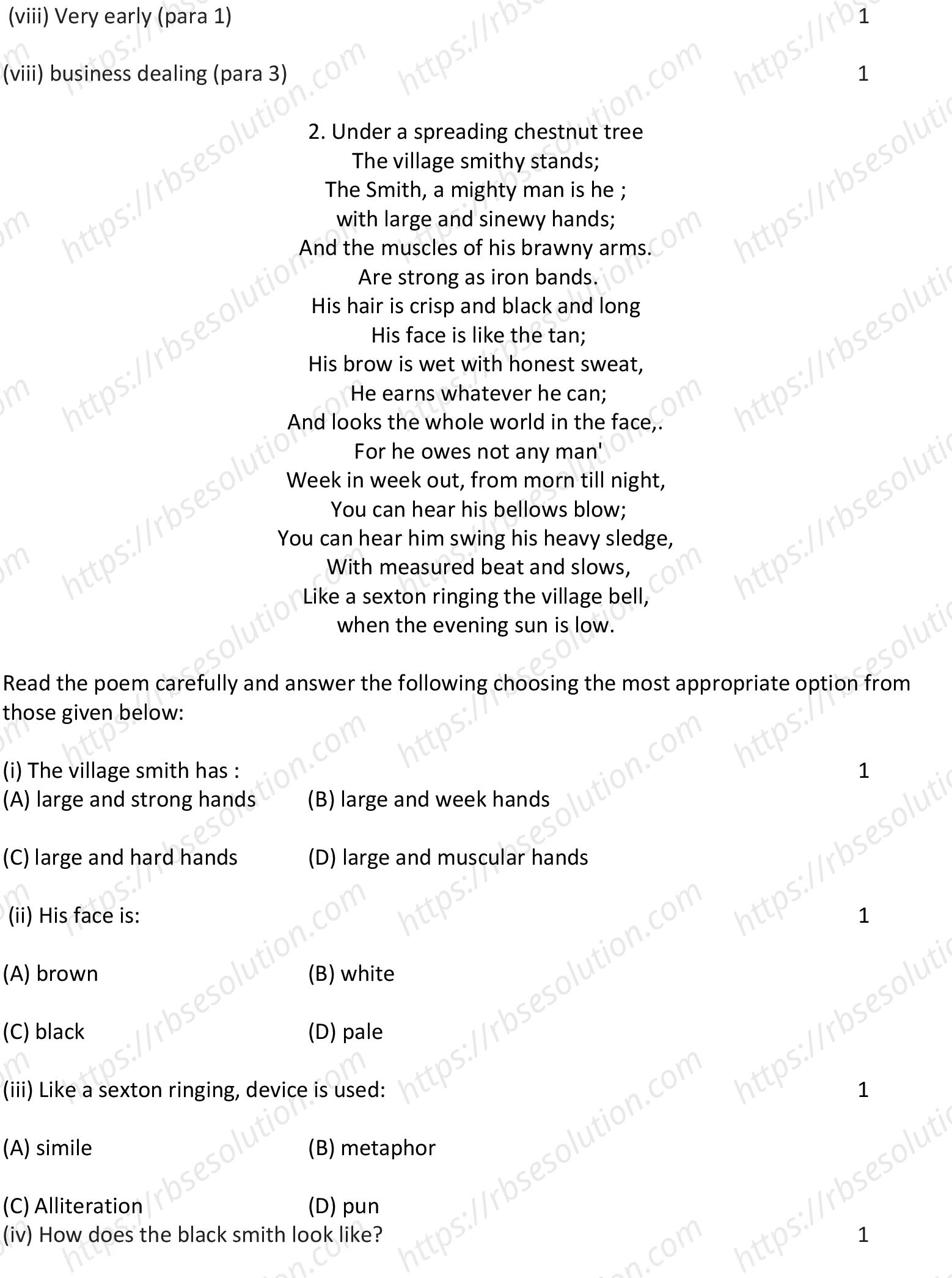 RBSE Class 12th 2023 English Literature Sample Papers 5