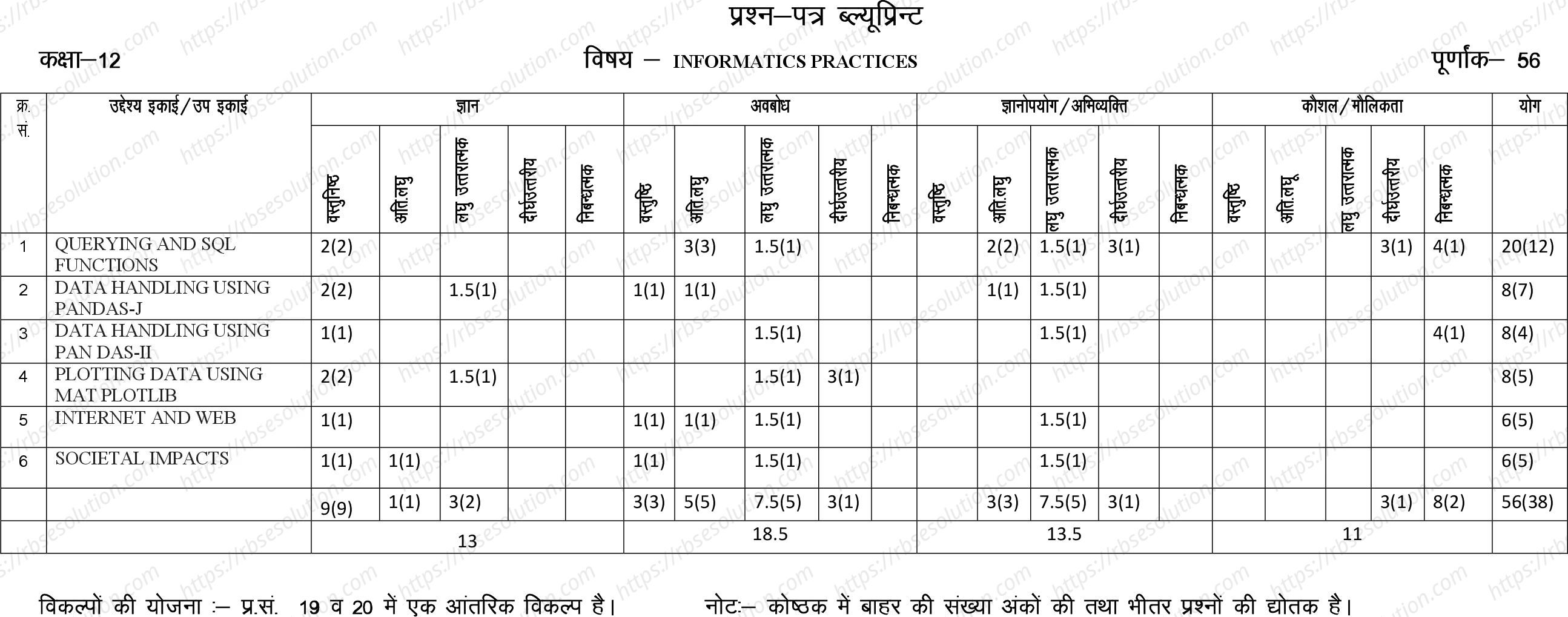 RBSE Class 12th 2023 Information Practice Sample Papers 1