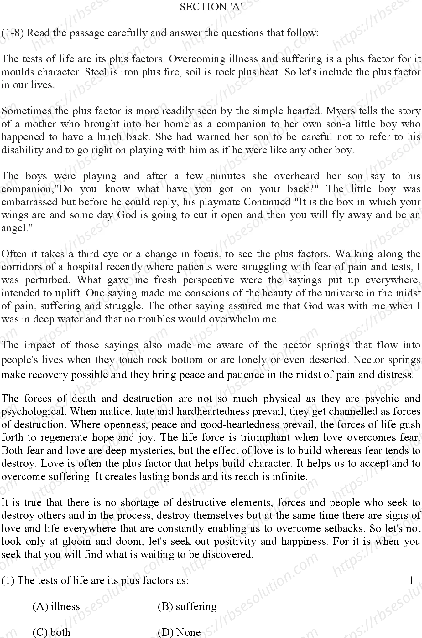 RBSE Class 12th 2024 English Literture Sample Papers 3