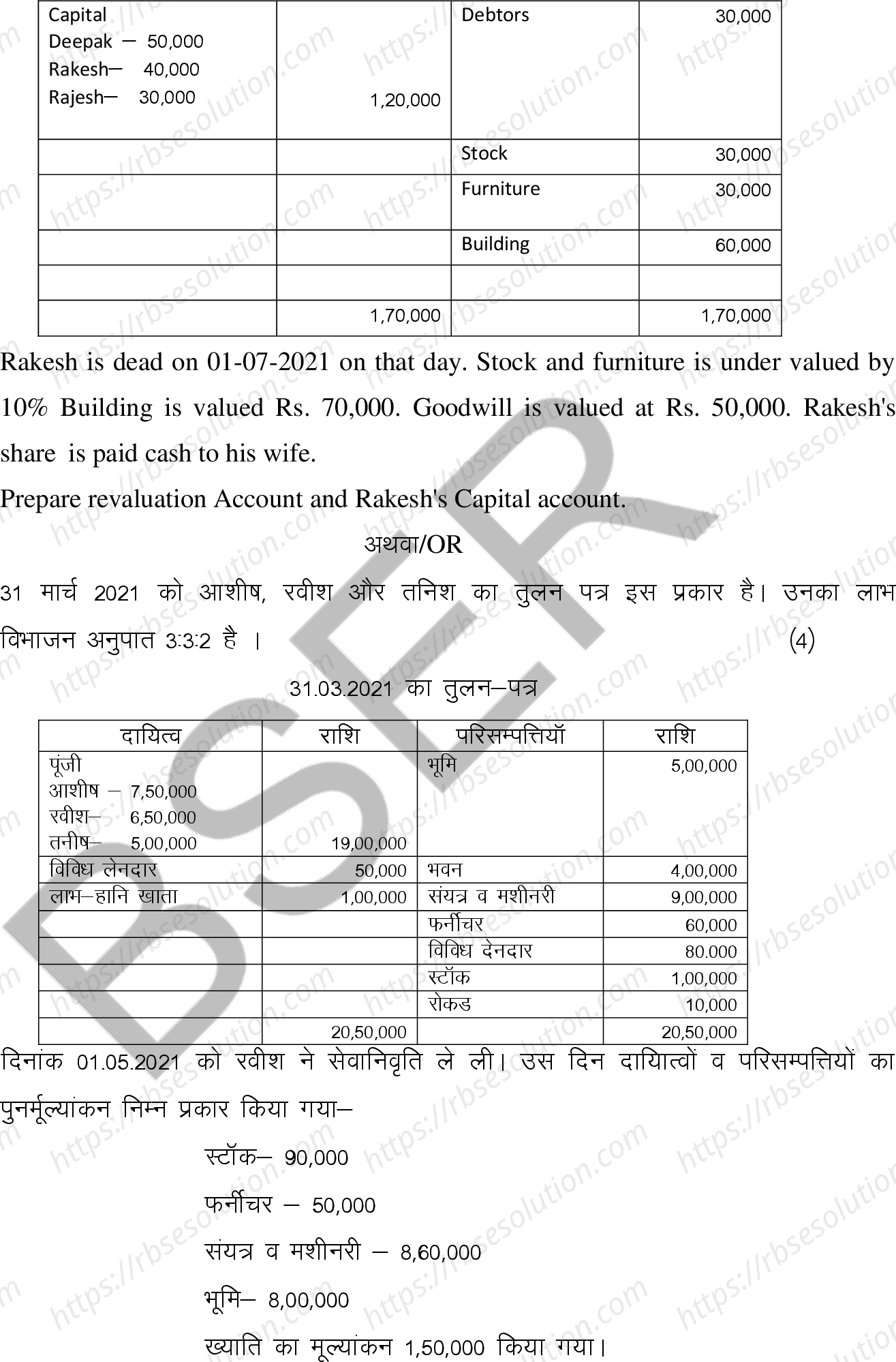RBSE Class 12th 2025 Accountancy Sample Papers 18