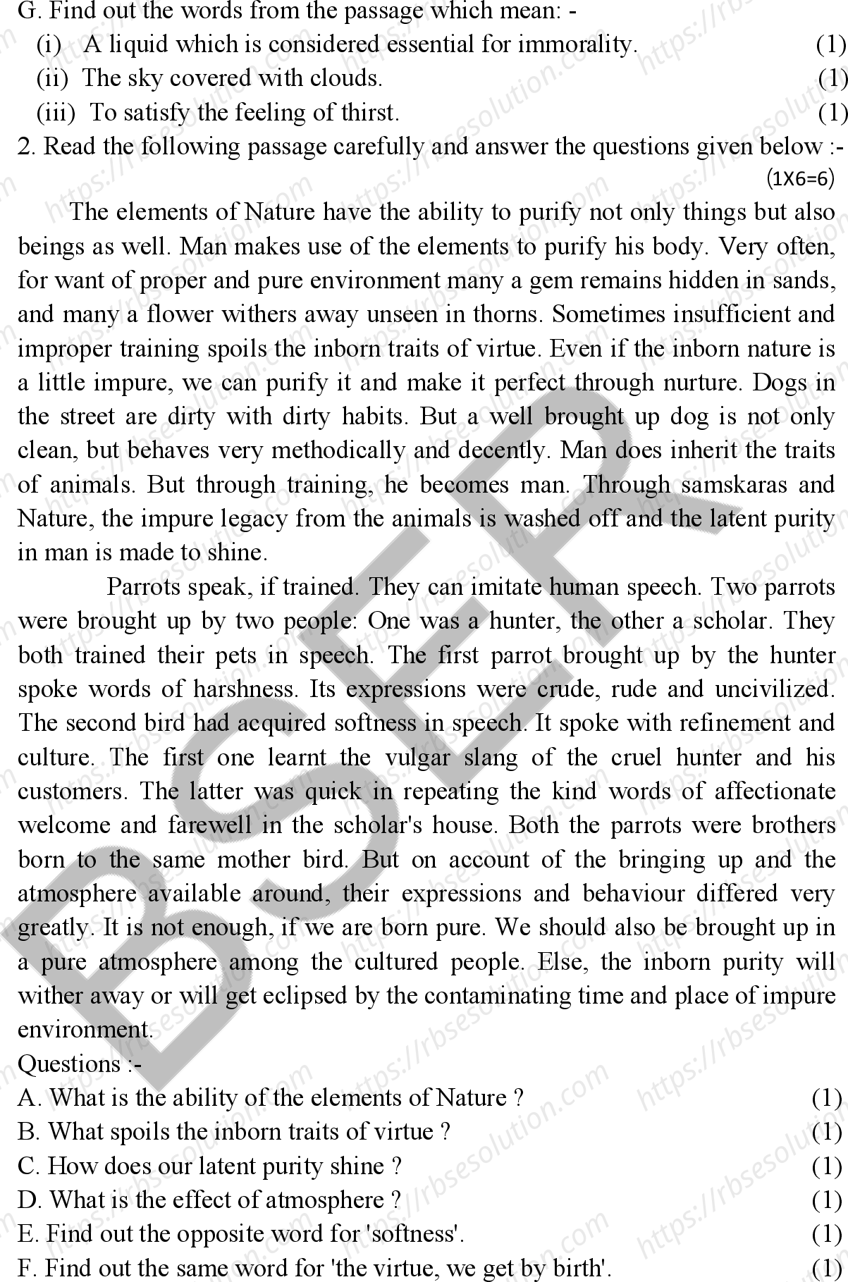 RBSE Class 12th 2026 English Compulsory Sample Papers 4