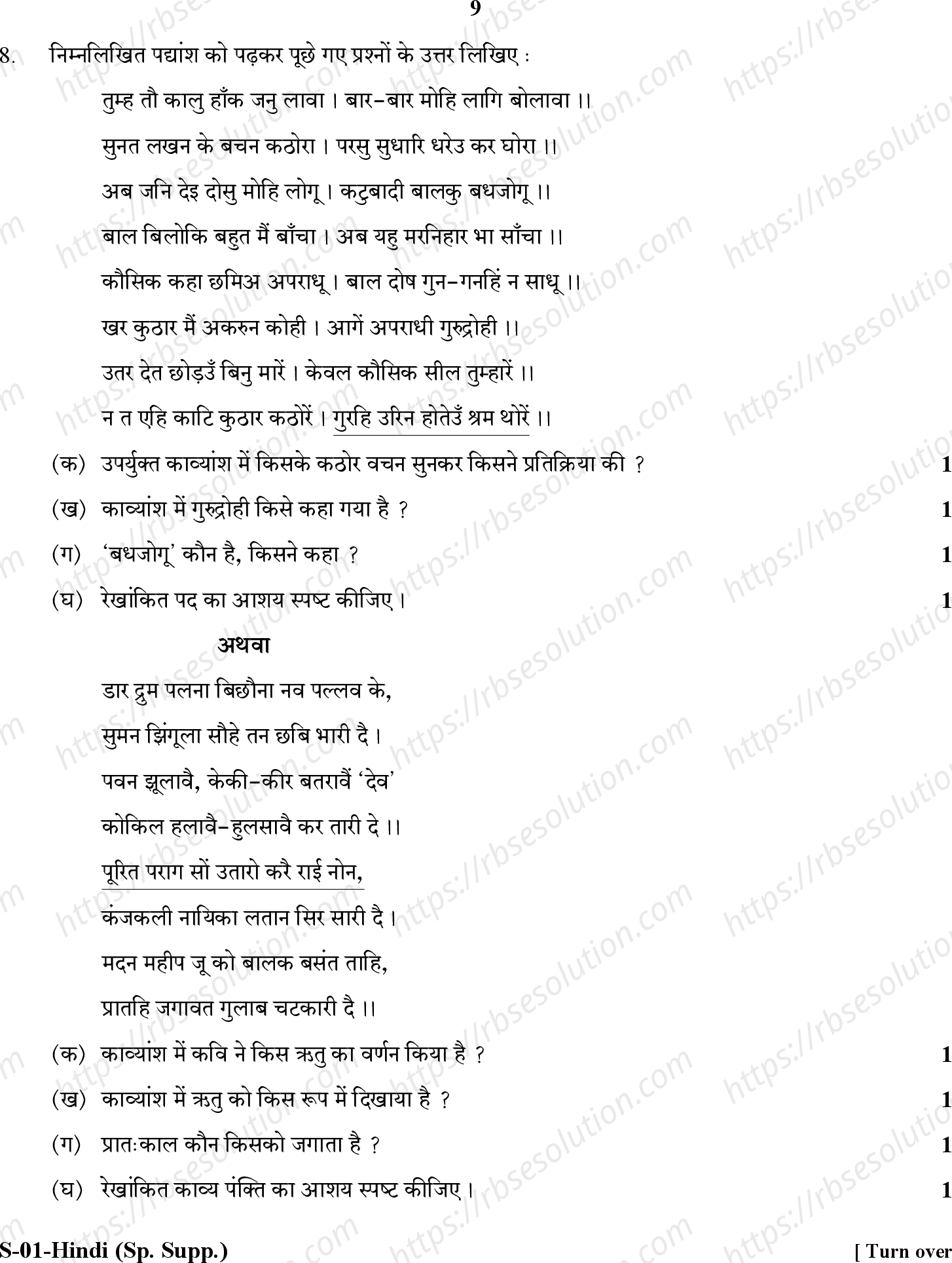 RBSE Class 10th 2017 Supp.)-S-01-2017 Previous Year Papers 8