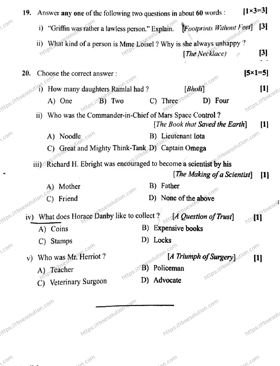 RBSE Class 10th 2026 ENGLISH-S-02 Previous Year Papers 10