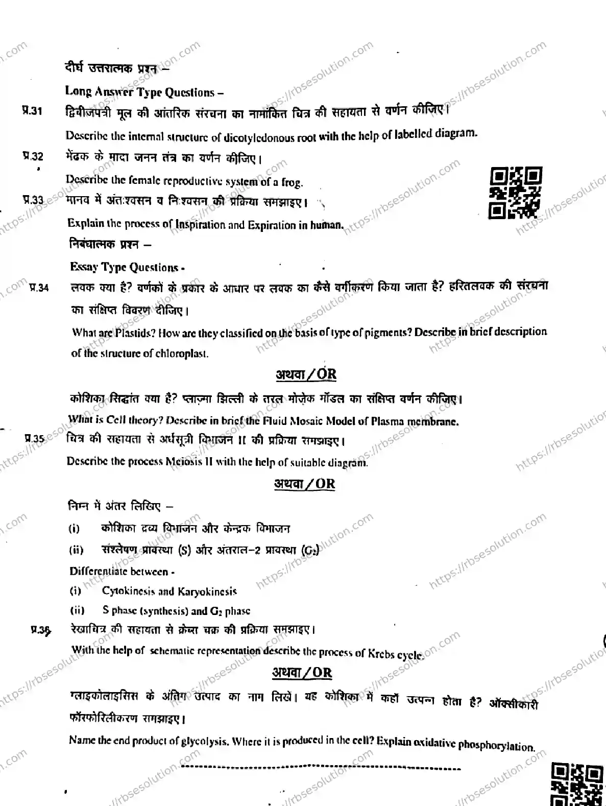 RBSE Class 11th 2026 HALF-YEARLY-BIOLOGY-1127-011225 Previous Year Papers 3