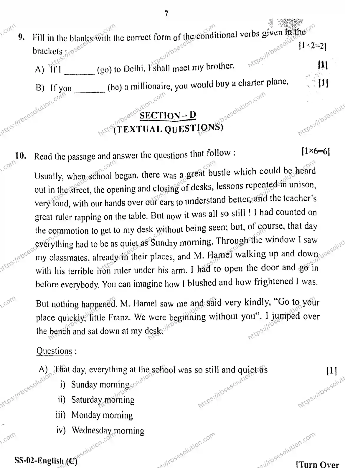 RBSE Class 12th 2026 ENGLISH-SS-02 Previous Year Papers 6