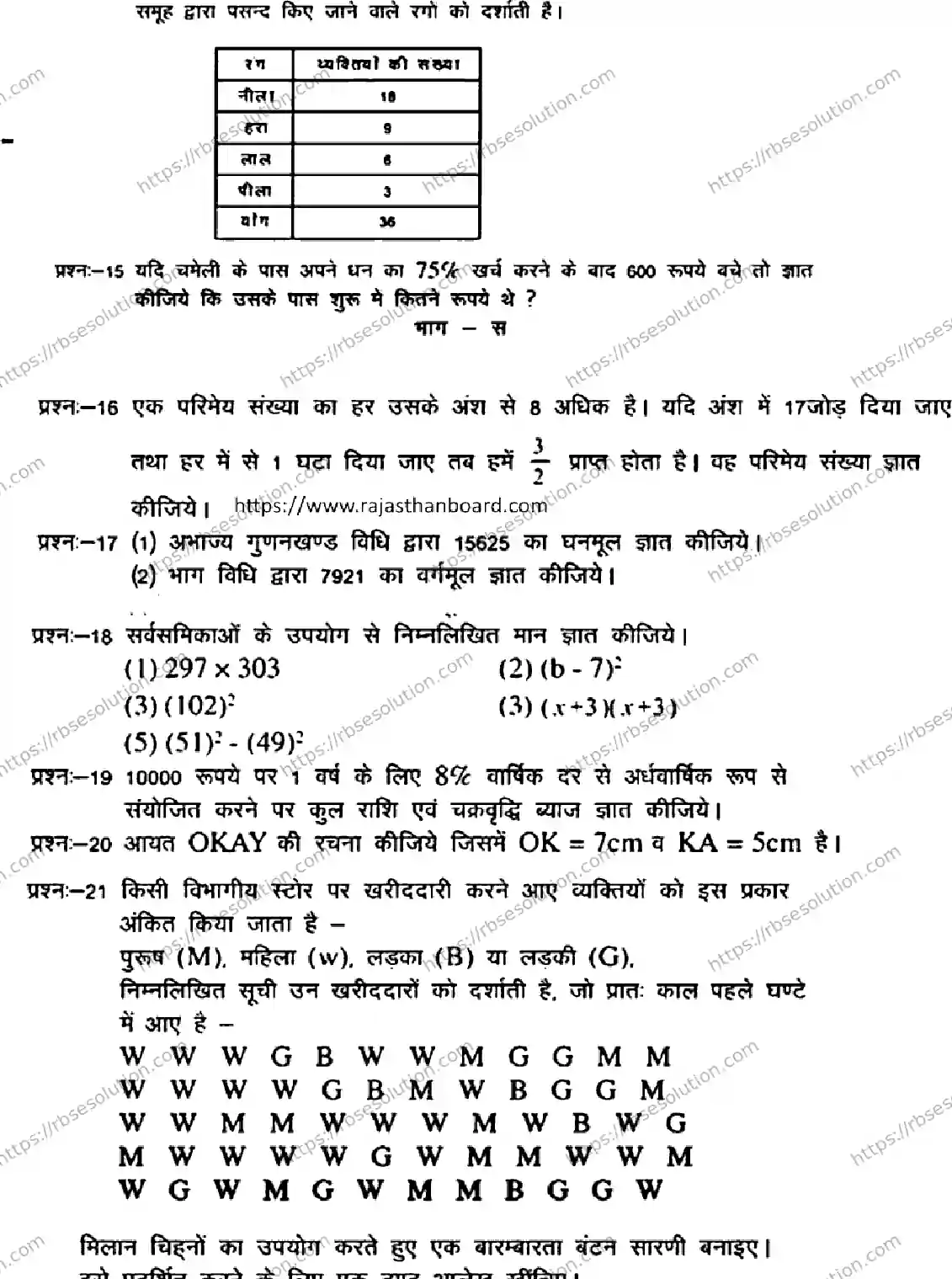 RBSE Class 8th 2026 HALF-YEARLY-MATHEMATICS-301125 Previous Year Papers 1