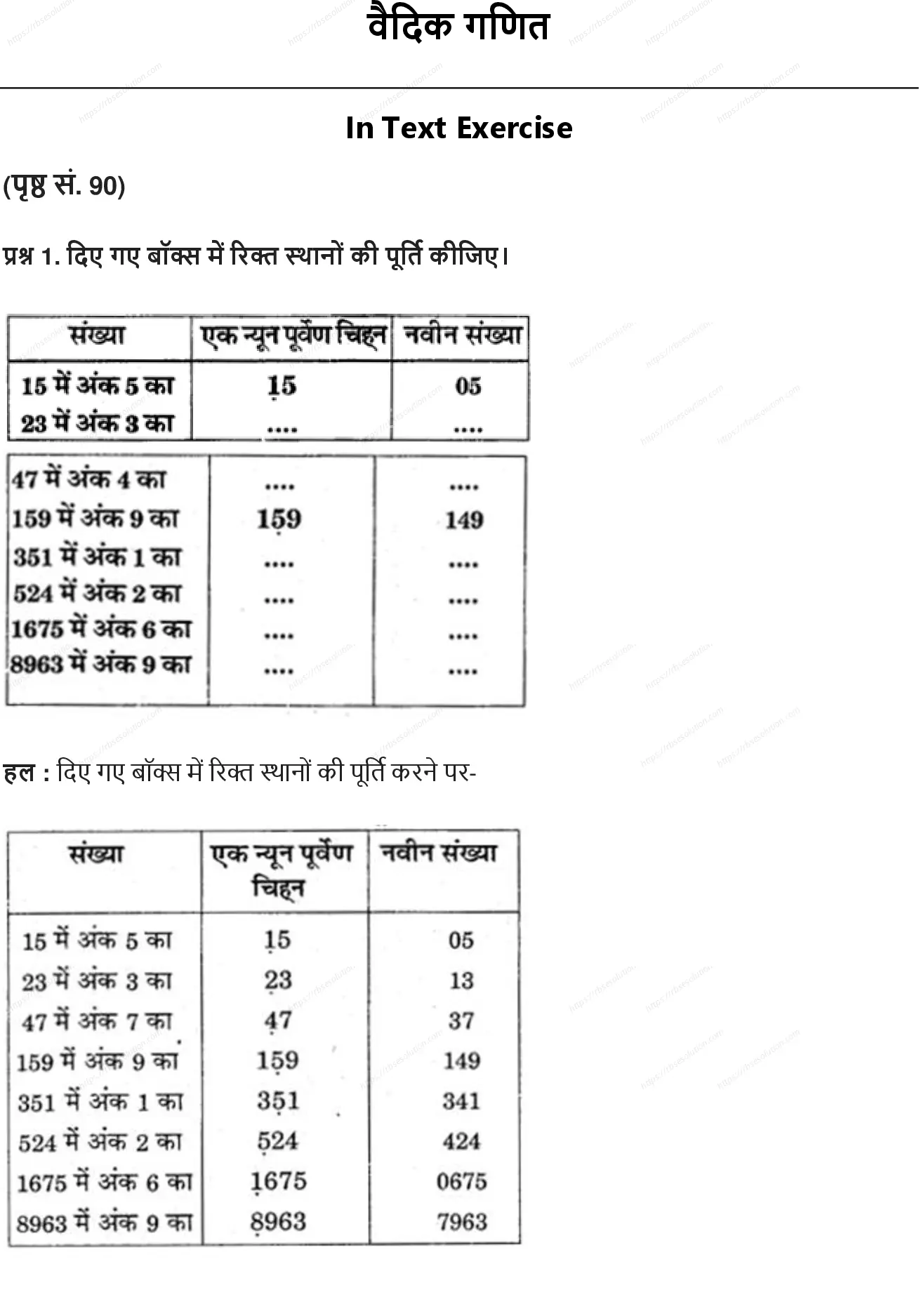 RBSE Class 6th गणित वैदिक गणित Solutions 0